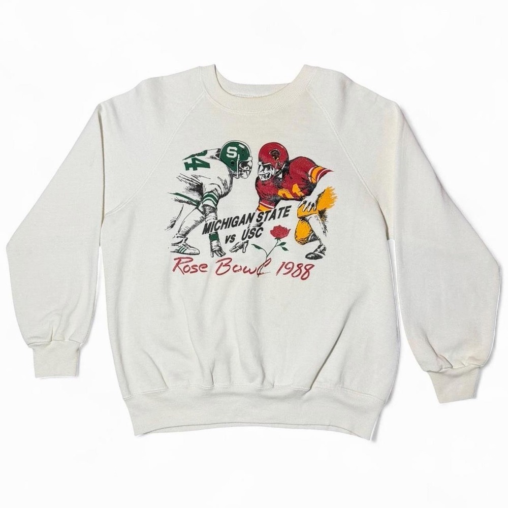 Vintage 88 Rose Bowl Michigan State VS USC Pullover Crewneck Sweater XL USA NCAA
